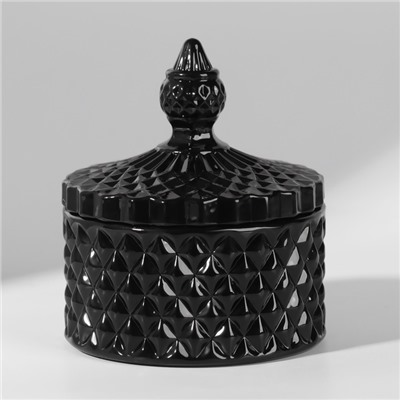 Органайзер для хранения, 1 секция, с крышкой, d=8,3×10,5 см, чёрный