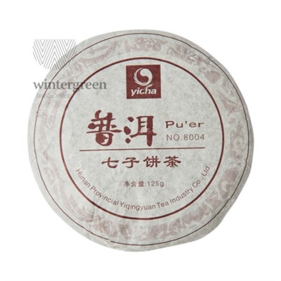 Китайский элитный чай Шу Пуэр "8004" Фабрика Хуннань Ти Компани г 110-125 г (блин)