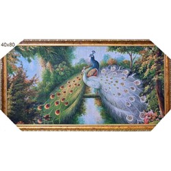 Картина гобелен 40x80 Павлины / D317 / 10036-17 / золотая нить