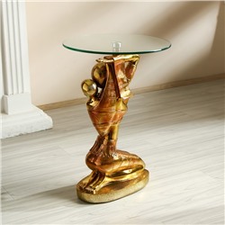 Столик журнальный декоративный «Африканка с ребёнком на спине», под золото, 42×42×64 см