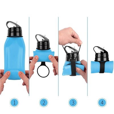 Бутылка для воды складная, 600 мл, 6.5×27 см, силиконовая