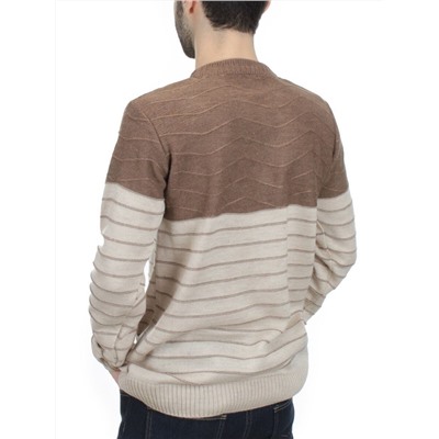 G638 BROWN/BEIGE Джемпер мужской (100% шерсть)