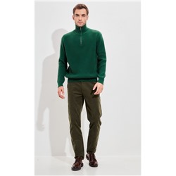 Джемпер мужской с воротом на молнии  F310-0515 тёмно-зелёный