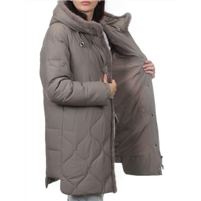 310 GRAY Пальто зимнее стеганое женское (200 гр. холлофайбер, натуральная норка)