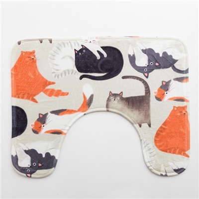 Набор ковриков для ванной Этель «Котики», 2 шт., 80×50 см, 50×40 см, велюр