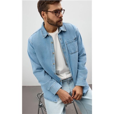 Рубашка джинс P311-1241 middle blue
