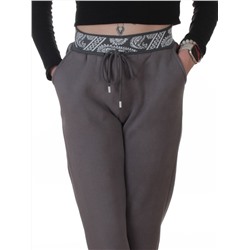 2611 GRAY Штаны утепленные спортивные женские (85% хлопок, 10% полиэстер, 5% спандекс)