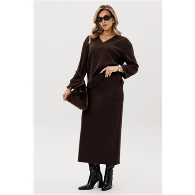 Костюм юбочный 5326 коричневый