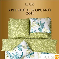 Estia АДАЛИЯ КПБ 145х215-1/180х220-1/50х70-2, 4 пр., хл./сатин белый/зеленый