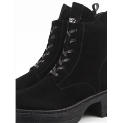 04-M3-1479 BLACK Ботинки зимние женские (натуральная замша, натуральный мех)