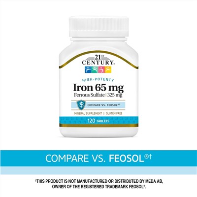 21st Century, железо, 65 мг, 120 таблеток