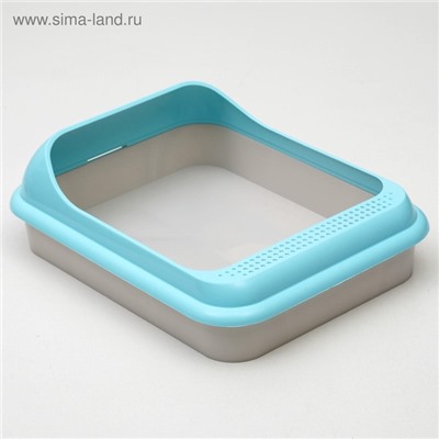 Туалет "Мур-мяу" для кошек, с рамкой 44×34×10 см, голубой