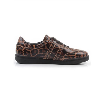 03-B6C-7PC BROWN/LEOPARD Кеды женские (натуральная кожа)