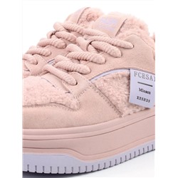 04-P124-2C PINK Кроссовки демисезонные женские (натуральная замша, искусственный мех)