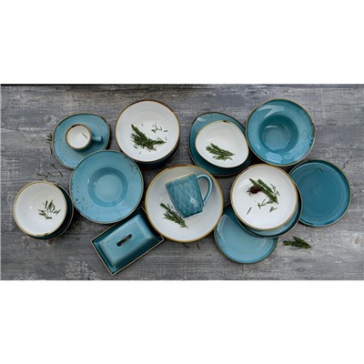 Чайная пара Magistro «Церера», 2 предмета: чашка 250 мл, блюдце d=16.5 см, фарфор, голубая