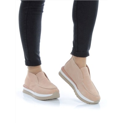 01-5576-6 BEIGE Ботинки демисезонные женские (натуральная замша, байка)