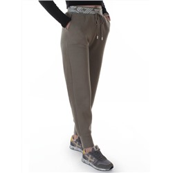 2611 GRAY/GREEN Штаны утепленные спортивные женские (85% хлопок, 10% полиэстер, 5% спандекс)