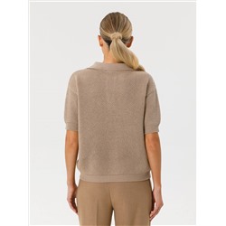 Блузка поло вязаная бежевая