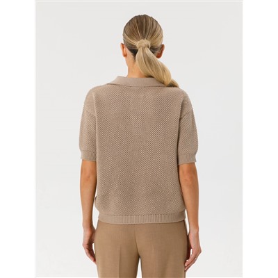Блузка поло вязаная бежевая