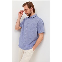 Рубашка к/р лен F111-0450 middle blue