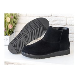 Женские ботиночки в стиле UGG из натуральной замши черного цвета, Коллекция Осень-Зима , Б-17113/1-01