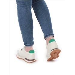 05-PDJ66-2 BEIGE/GREEN Кроссовки женские (натуральная кожа)