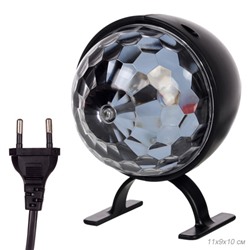 Проектор диско-шар горизонтальный вращающийся, LED/XX-52/уп 50/свечение: красный-зеленый-синий /3 Вт/степень защиты: IP22/питание: 220 V/провод: 95 см