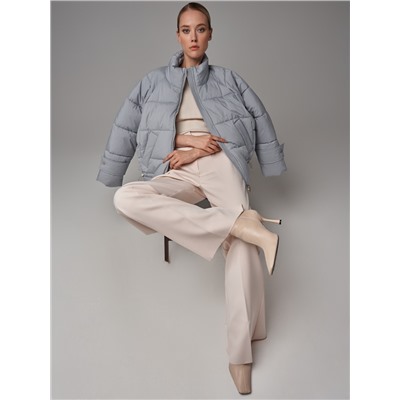 Пуховик женский серо-голубой