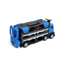 Парковка 2 в 1 Truck, 6 машинок, трансформируется в автотрек, звук, цвет синий