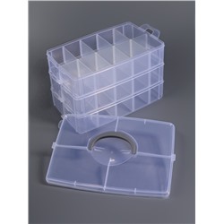 Органайзер для хранения мелочей, 10 ячеек, 24.5×16.5×18 см, с ручкой, прозрачный