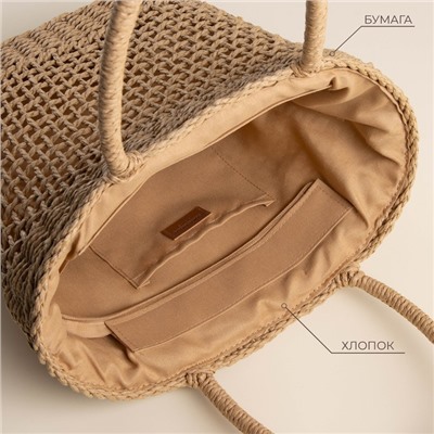 Сумка женская SL Home, ручное плетение, хлопок, длина ручек 18.5 см, 40×27 см