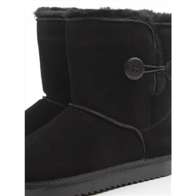 04-PAYH02-01Z BLACK  Угги женские (натуральная замша, 100% шерсть, натуральный мех)