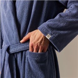 Халат махровый с капюшоном мужской SL HOME: Basic «Ривьера», размер S, хлопок 100%, синий