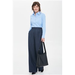 Брюки прямые тёмно-синие с карманами