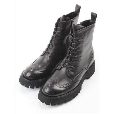 01-B2103B-9A BLACK Ботинки демисезонные женские (натуральная кожа, байка)
