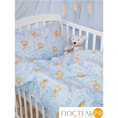 DAILY by T МИШКИ голуб КПБ 112х147-1/110х150-1/40х60-1, 3 пр., хл.