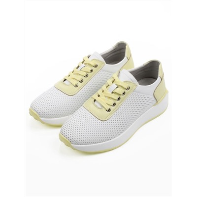 03-YC352-2 WHITE/YELLOW  Кроссовки летние женские (натуральная кожа)