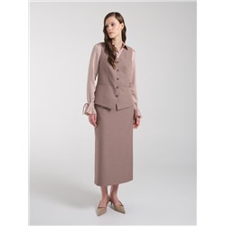 Блузка бежевая с воланом на рукаве