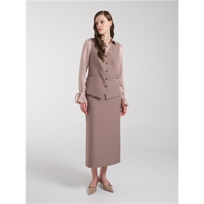 Блузка бежевая с воланом на рукаве