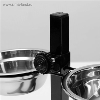 Подставка с мисками, 2×350 мл, высота 30 см, разборная, чёрная