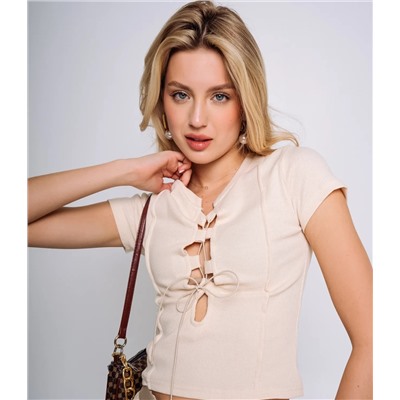 Кроп-топ #КТ6850, светло-бежевый