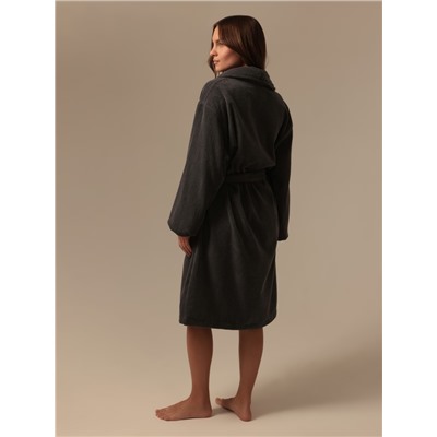 Халат махровый женский SL HOME: Basic «Гри Сандре», хлопок 100%, тёмно-серый