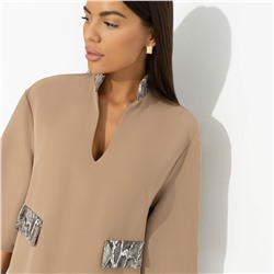 Платье с имитацией карманов, Деловая леди (миндальный)