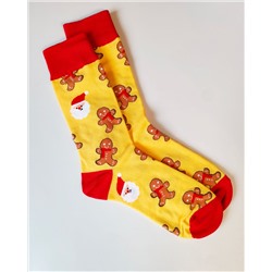Носки НГ р.37-44 "Happy NY" Пряники на Жёлтом