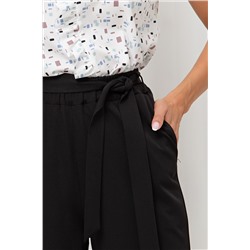 Брюки однотонные чёрные с поясом Шарлин №1