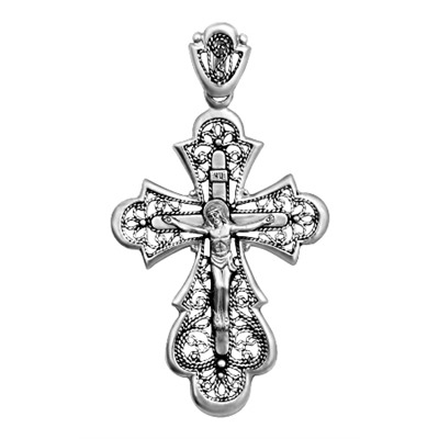 Крест из серебра литье частичное чернение