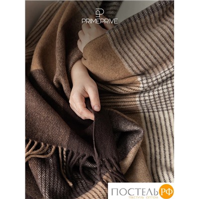 Prime Prive АКСЕЛЬ Плед коричн. 140х200+10х2 см, 1 пр., 100% шерсть, 325 г/м2