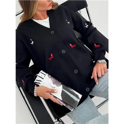 Кардиган с вышивкой (вязаный трикотаж)