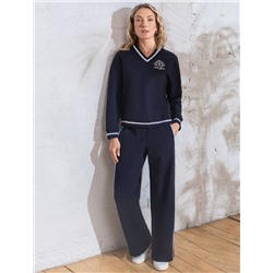 Прямые брюки с лампасами из эластичного футера двухнитки без начеса