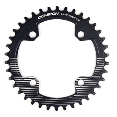 Звезда передняя COMIRON X-TWO 38T NAROW WIDE, BCD104, фрезерованная, AL6061-T6, Fullblack